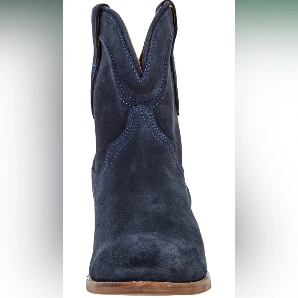 Western Ankle Boots Pointed toe Low Stacked Heel Cowgirl Booties Retro Slouch 2” - Picture 4 of 5